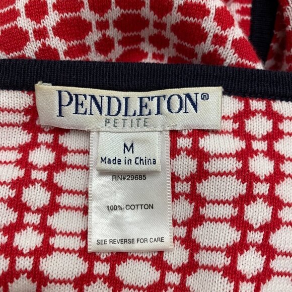 Pendleton Cap Sleeve Red / White Cardigan Wrap Sweater - Picture 3 of 3